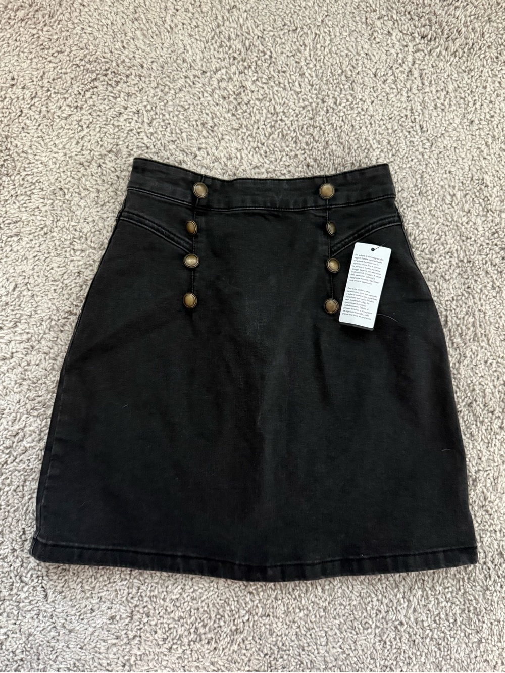 Guess Black Skirt with Decorative Buttons